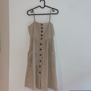 Linen blend Contemporary Button Down Midi Dress